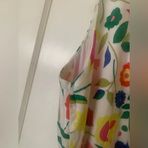 Boden White Floral Print Fit & Flare Cotton Sleevless Summer Dress in Sz. 4 - Picture 9 of 9